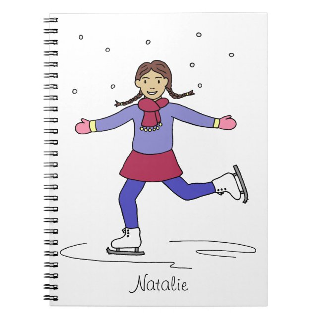 Ice Skaten Girl Abbildung Skater Notizblock (Vorderseite)