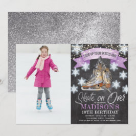 Ice Skaten Girl Birthday Foto Personalisiert Einladung