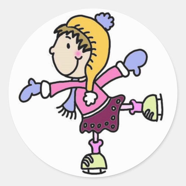 Ice Skaten Girl Runder Aufkleber (Vorderseite)