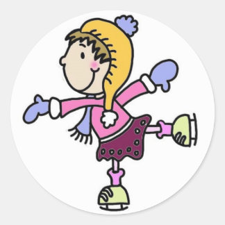 Ice Skaten Girl Runder Aufkleber