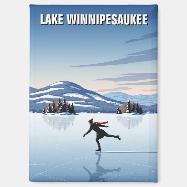 Ice Skaten im Lake Winnipesaukee Magnet (Vorderseite)