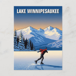 Ice Skaten im Lake Winnipesaukee Postkarte