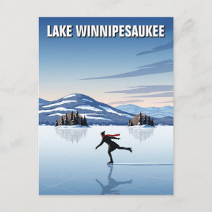 Ice Skaten im Lake Winnipesaukee Postkarte