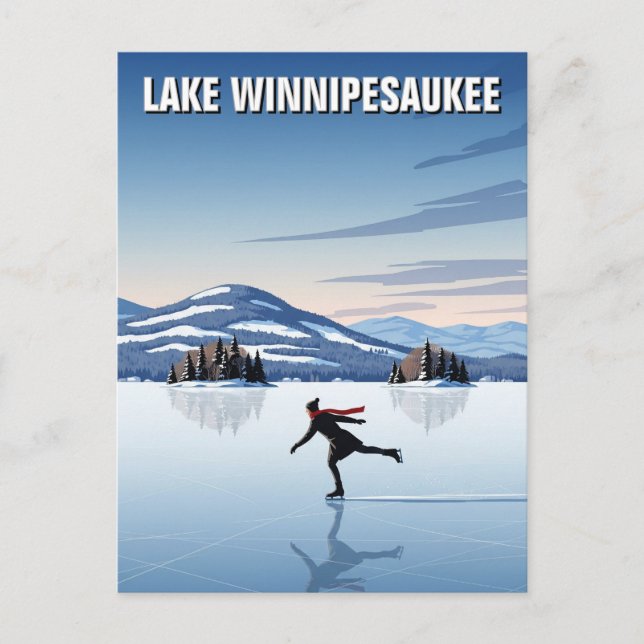Ice Skaten im Lake Winnipesaukee Postkarte (Vorderseite)