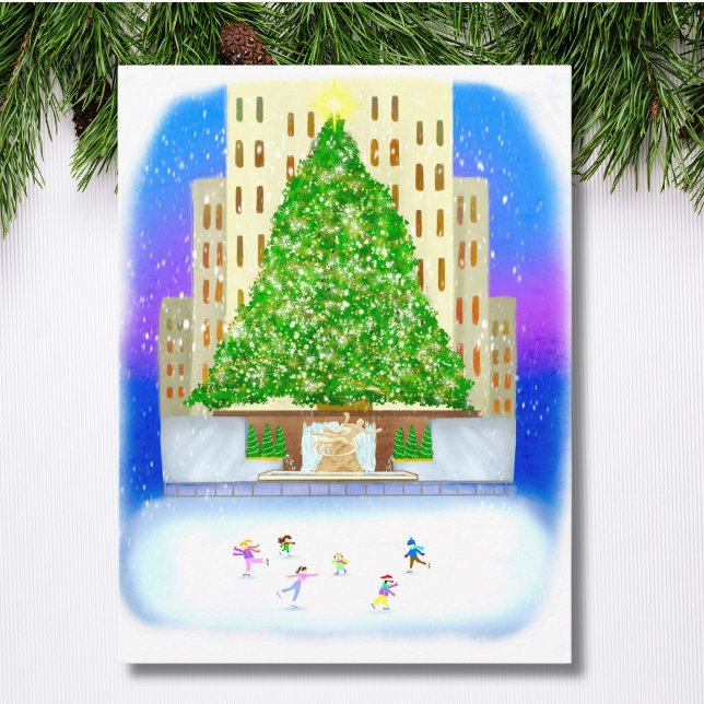 Ice Skaten im Rockefeller Center Postkarte (Von Creator hochgeladen)