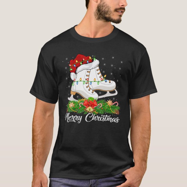 Ice Skaten Lover Matching Weihnachtsmannmütze Ice  T-Shirt (Vorderseite)