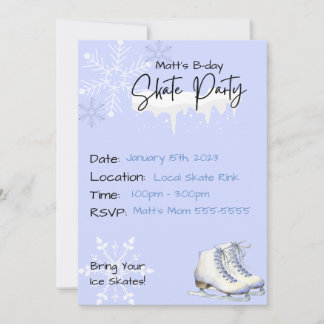 Ice Skaten Party Winter Geburtstag Einladung