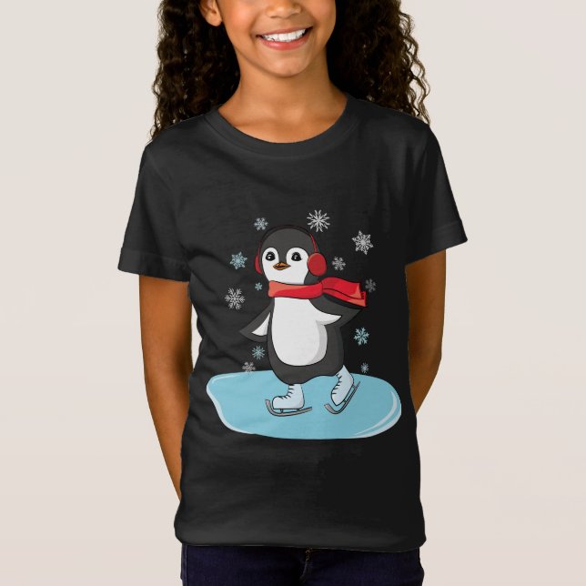 Ice Skaten Penguin T-Shirt (Vorderseite)
