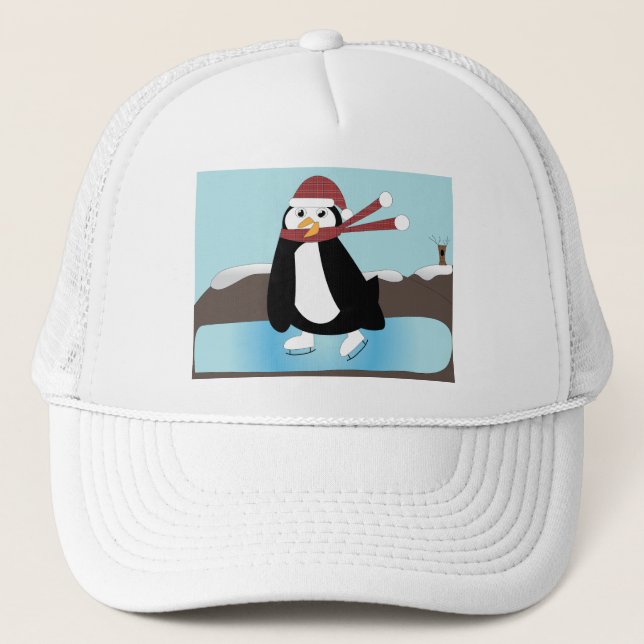 Ice Skaten Penguin Truckerkappe (Vorderseite)