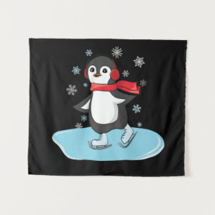 Ice Skaten Penguin Wandteppich