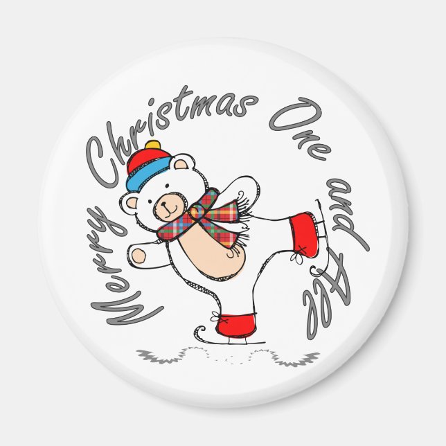 Ice Skaten Polar Bear Weihnachten Magnet (Vorne)
