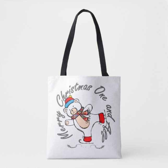 Ice Skaten Polar Bear Weihnachten Tasche (Vorderseite)