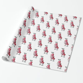 Ice Skaten Red Ant Mistletoe Wrapping Paper Geschenkpapier