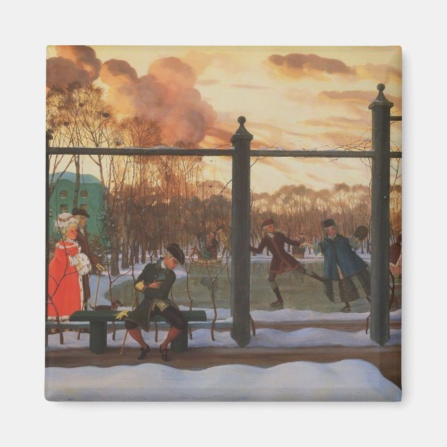 Ice Skaten Rink im Winter (von Konstantin Somov) Magnet (Vorne)