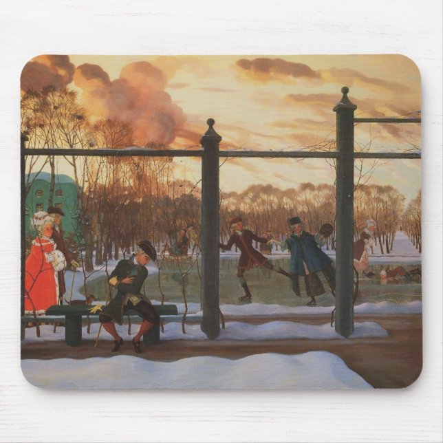 Ice Skaten Rink im Winter (von Konstantin Somov) Mousepad (Vorne)