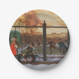 Ice Skaten Rink im Winter (von Konstantin Somov) Pappteller
