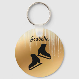 Ice Skaten Schlüsselanhänger Eis Skate Gold Icicic