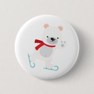 Ice Skaten Winterbär Button