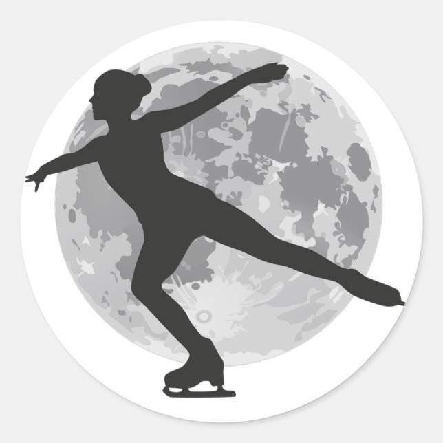 Ice Skaten Womens Art Runder Aufkleber (Vorderseite)