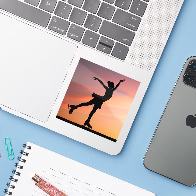 Ice Skater Silhoutte Sticker (Laptop mit iPhone)
