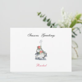 Ice Skates Christmas Vintage Winter Flowers Cute Feiertagskarte