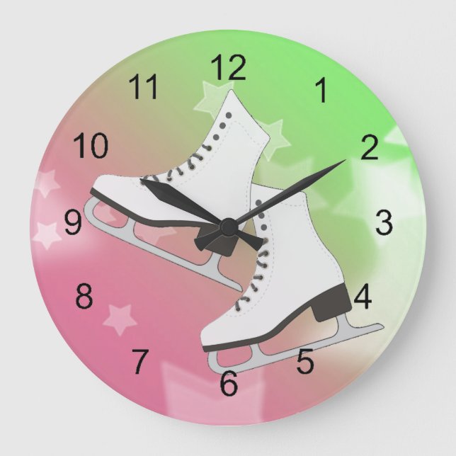 Ice Skates Design Wall Clock Große Wanduhr (Vorderseite)