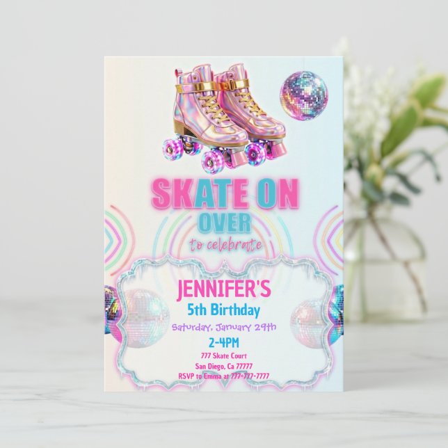Ice Skating Birthday Invitation (Debout devant)