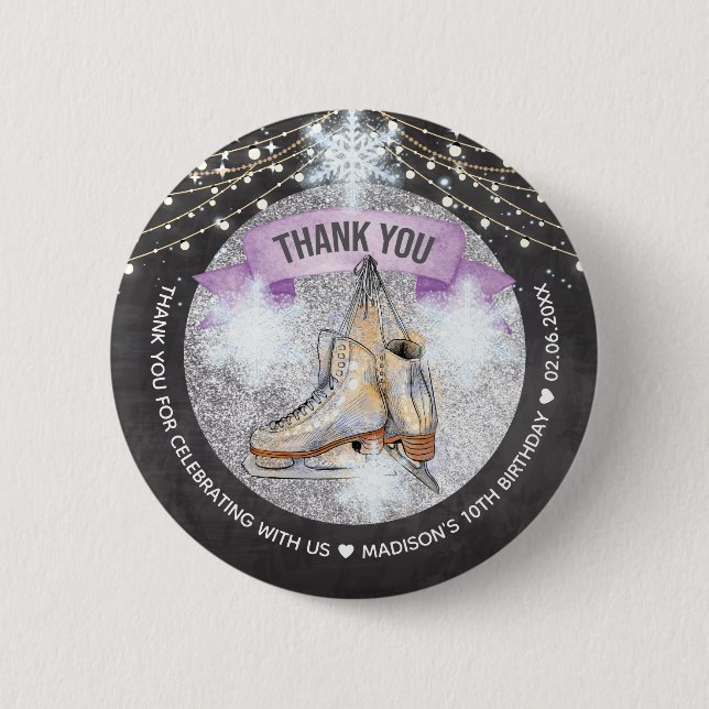 Ice Skating Birthday Personalized Button (Vorderseite)