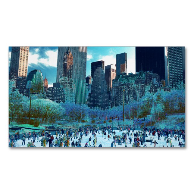Ice Skating Fantasy Central Park Magnetische Visitenkarte (Vorderseite)