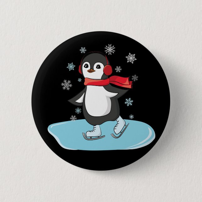 Ice Skating Penguin Button (Vorderseite)