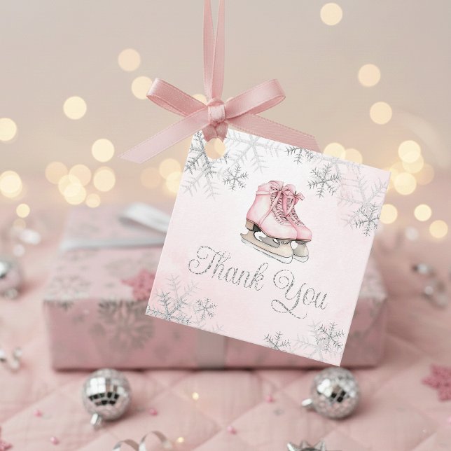 Ice Skating Pink Silver Girl Birthday Thank You Geschenkanhänger (Von Creator hochgeladen)