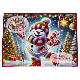 Ice Skating Snowman Christmas Große Geschenktüte