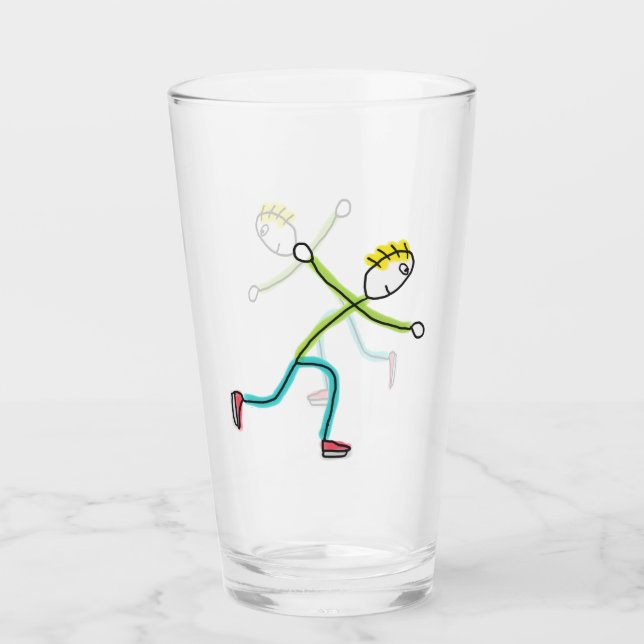 Ice Skating Stickman Glas (Vorderseite)