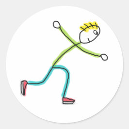 Ice Skating Stickman Runder Aufkleber