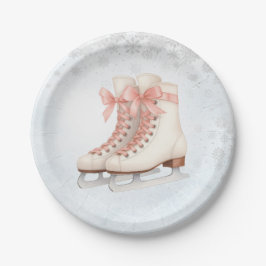 Ice Skating Teen Birthday Pink Bow Paper Plates Pappteller