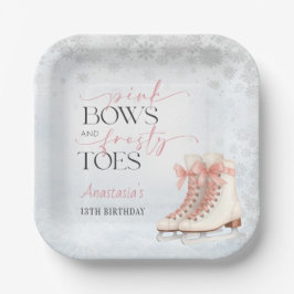Ice Skating Teen Birthday Pink Bow Pappteller