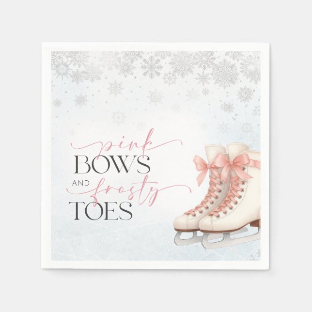 Ice Skating Teen Birthday Pink Bow Serviette (Vorderseite)