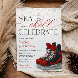 Ice Skating Teen Boy's Hockey Birthday Invitation Einladung