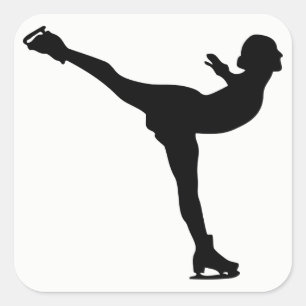 Ice Skating Woman Quadratischer Aufkleber