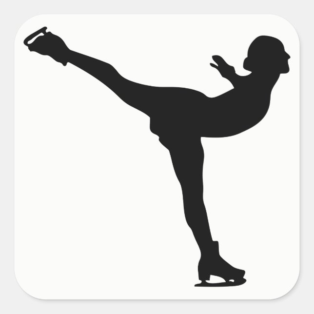Ice Skating Woman Quadratischer Aufkleber (Vorderseite)
