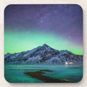 Ice & Snow   Aurora Borealis Milky Way Iceland Getränkeuntersetzer