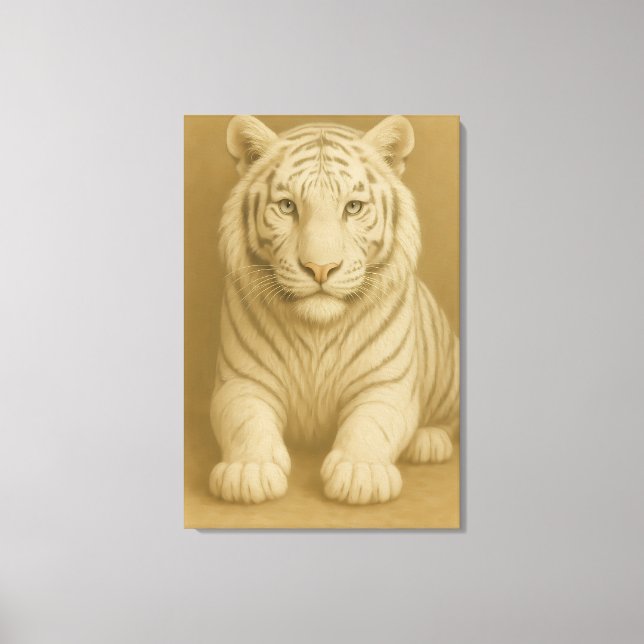 Ice Spirit White Tiger – Mystic Guardian of Calm P Leinwanddruck (Vorderseite)