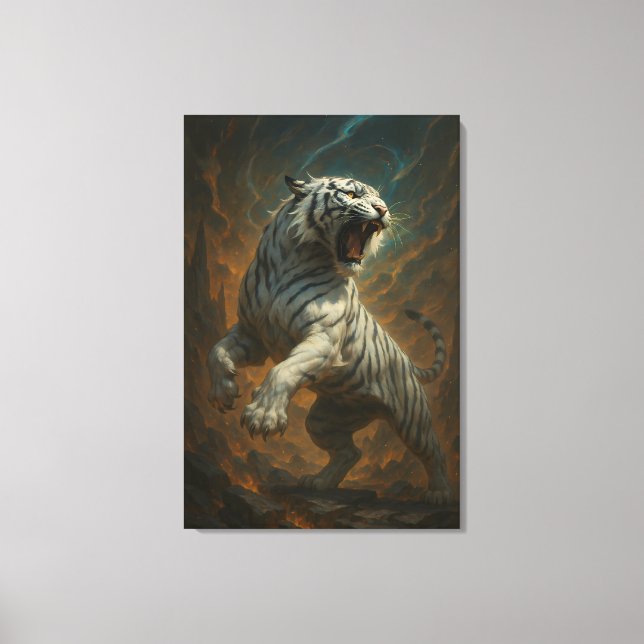 Ice Spirit White Tiger – Mystic Guardian of Calm P Leinwanddruck (Vorderseite)