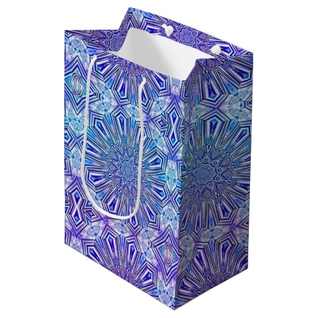 Ice Star Kaleidoskop Mustertasche Mittlere Geschenktüte (Vorderseite Schrägansicht)