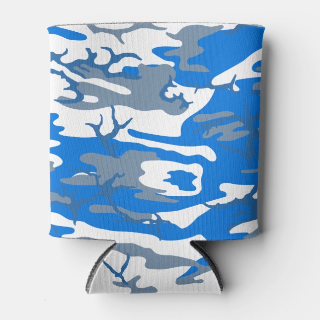 Ice Water Blue Camouflage Gemütlich Dosenkühler (Vorderseite)