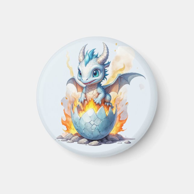 Iceborn Dragon Hatchling Fantasy Magnet (Vorne)
