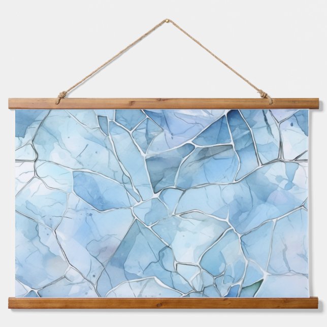 Icebound Fantasy Realm Winter Wandteppich Mit Holzrahmen (Vorne)