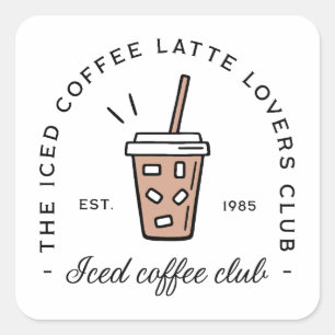 Icecatter Coffee Latte Liebhaber von Mädchenklub Quadratischer Aufkleber