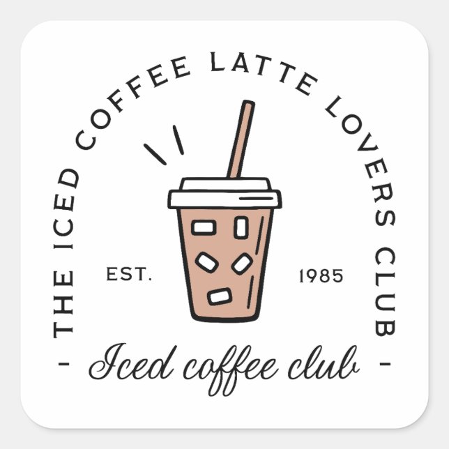 Icecatter Coffee Latte Liebhaber von Mädchenklub Quadratischer Aufkleber (Vorderseite)