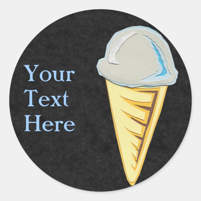 Icecream Cone auf schwarzen Stickern Runder Aufkleber (Vorderseite)